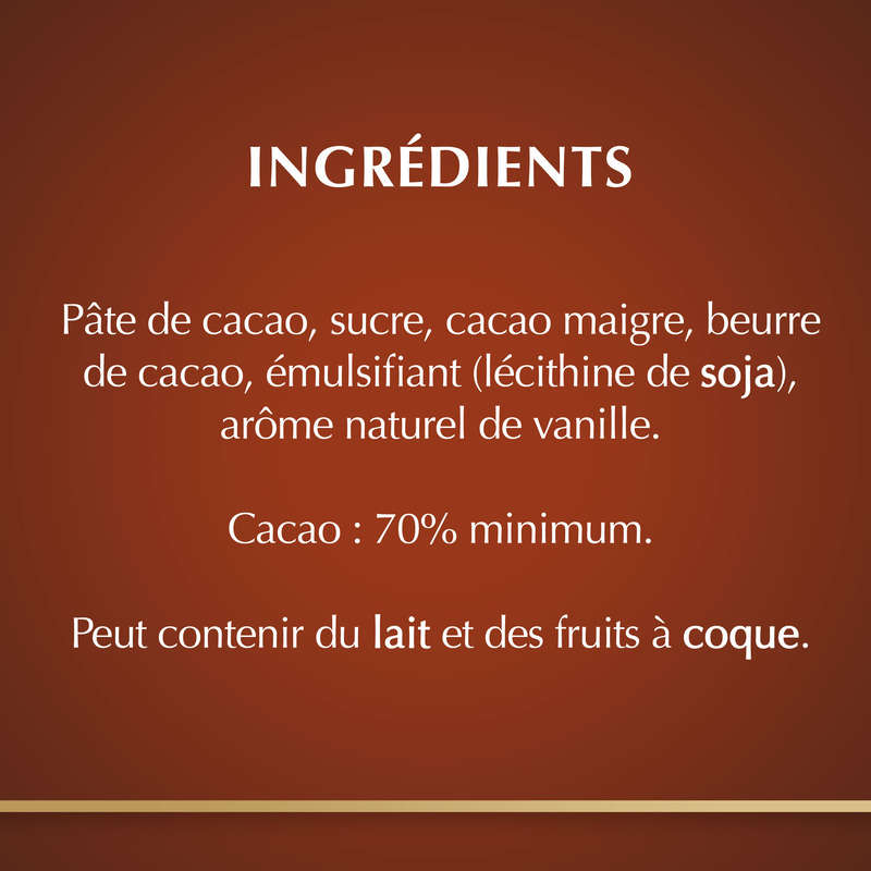 Lindt dessert tablette chocolat noir 70% intense 200g