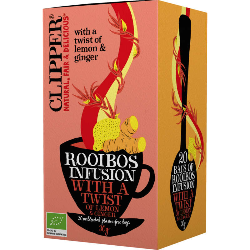 Clipper Rooibos Infusion Bio Au Gingembre Aromatisée Citron 30g