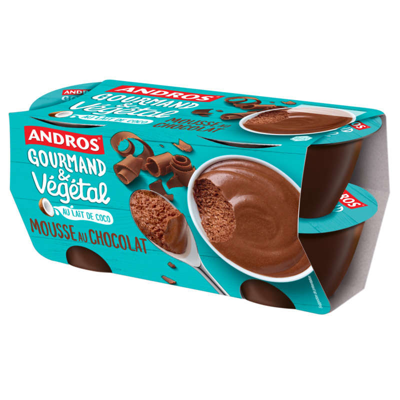 Andros Gourmand Mousse Au Chocolat Au Lait De Coco 4x55g