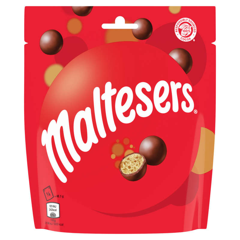 Maltesers, bille croquante enrobée de chocolat au lait - pochon - 192,5G
