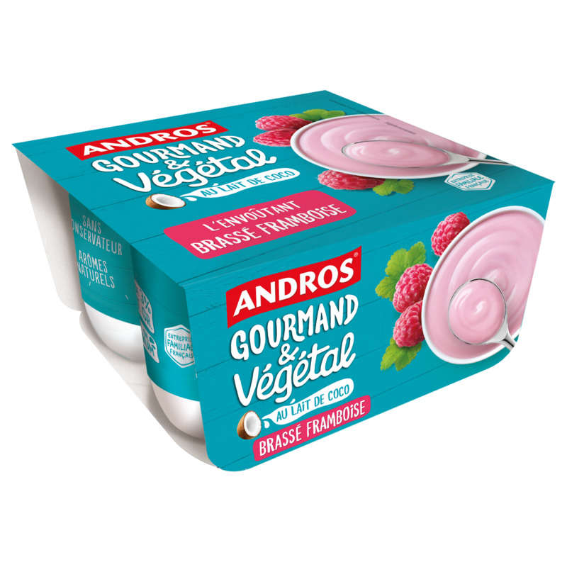 Andros Gourmand & Végétal Framboise et lait de coco 4x100g