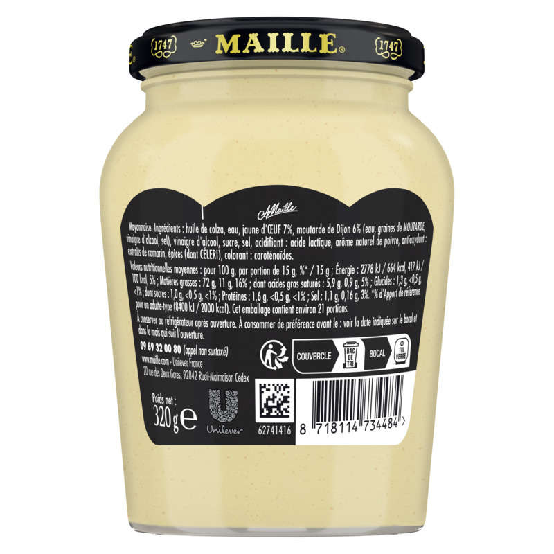 Maille Mayonnaise Fine Qualité Traiteur Bocal 320g