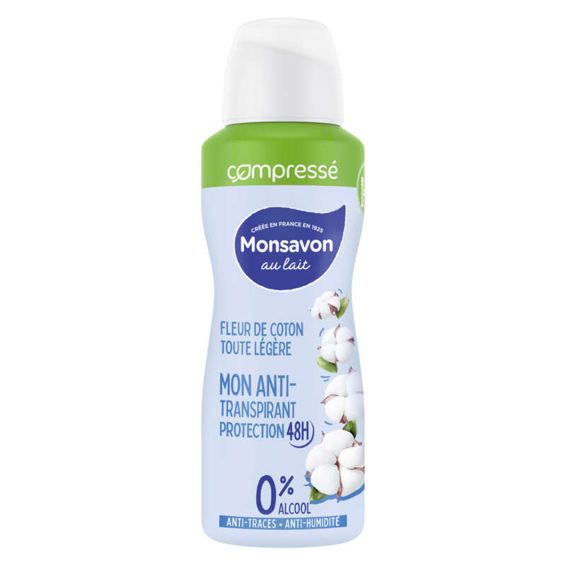 Monsavon Anti-Transpirant Spray Compressé Fleur de Coton Toute Légère 100ml