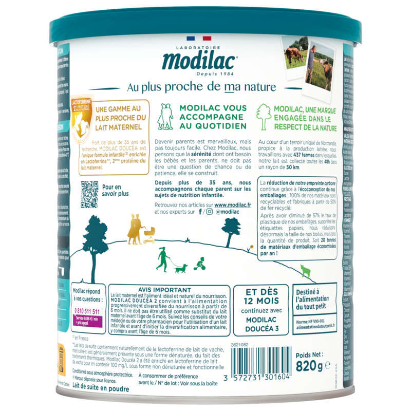 Modilac Doucéa Lait pour Bébé en Poudre 2ème âge 820g