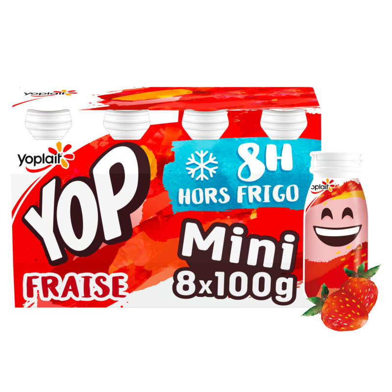 Mini Yop Fraise yaourt à Boire bouteilles 8x100g