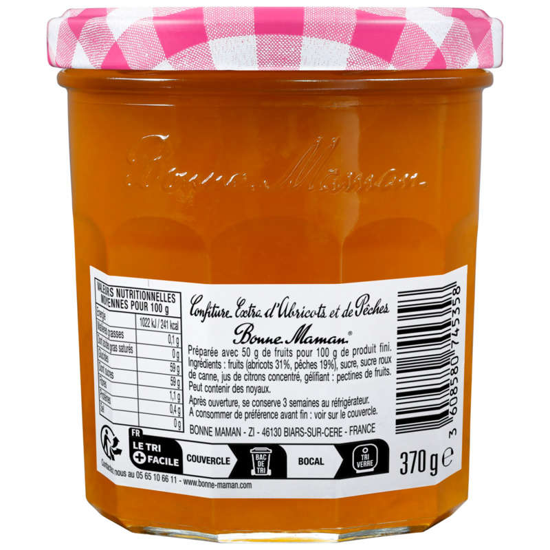 Bonne Maman Confiture abricots et pêches 370g