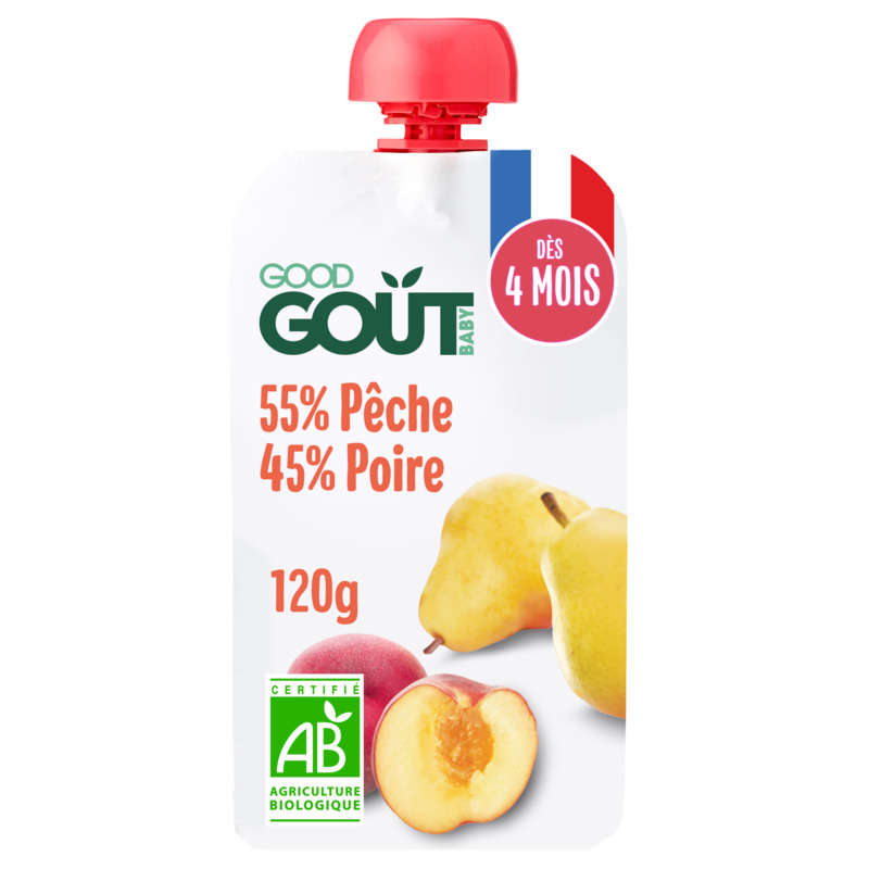 Good Goût Baby Compote Pêche Poire Dès 4 Mois Bio 120g