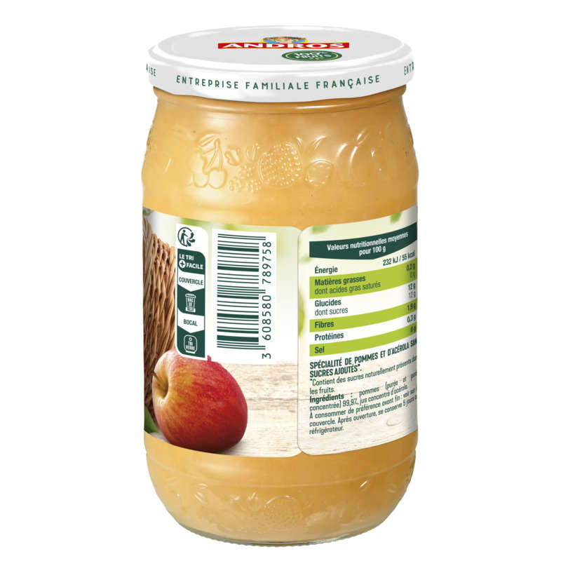 Andros Compote De Pommes Sans Sucres Le Pot De 730g