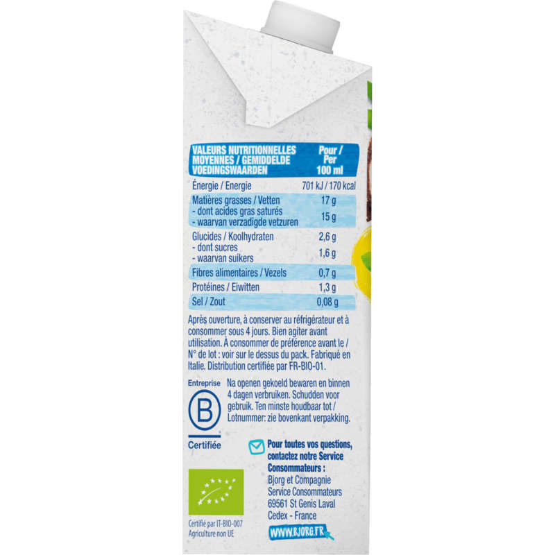 Bjorg Lait de coco fluide bio 200ml