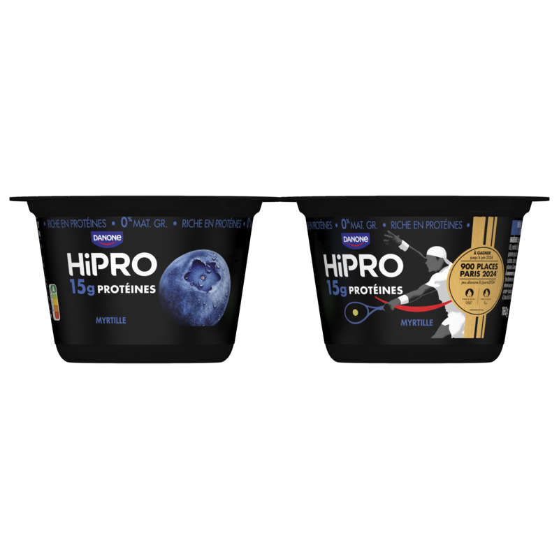 Hipro Yaourt Myrtille 15g Protéines 2x160g