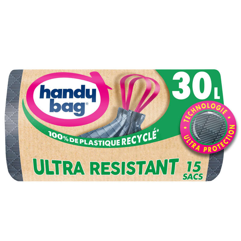 Handy Bag Sacs Poubelle à Poignées Coulissantes Ultra Résistant 30L *15