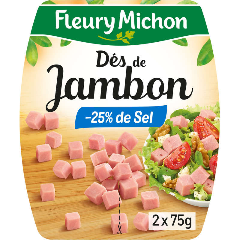 Fleury Michon Dés De Jambon -25% De Sel 2x75g