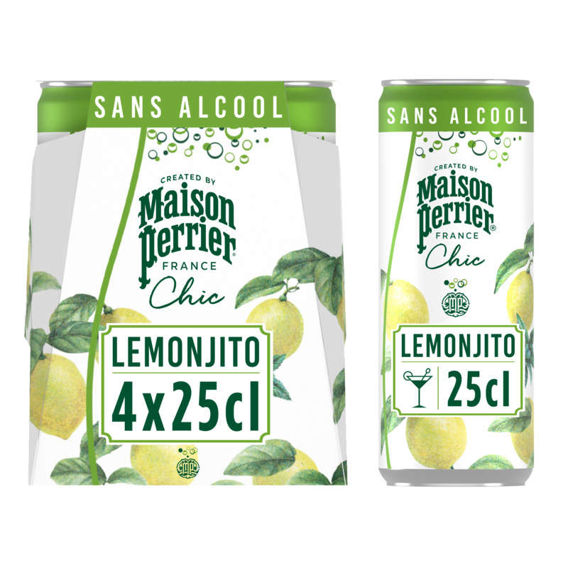 Maison Perrier Chic Lemonjito Boisson Gazeuse Sans Alcool 4x25cl