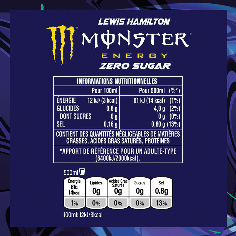 Monster Energy Boisson Énergisante Lewis Hamilton Zero sucre 50cl