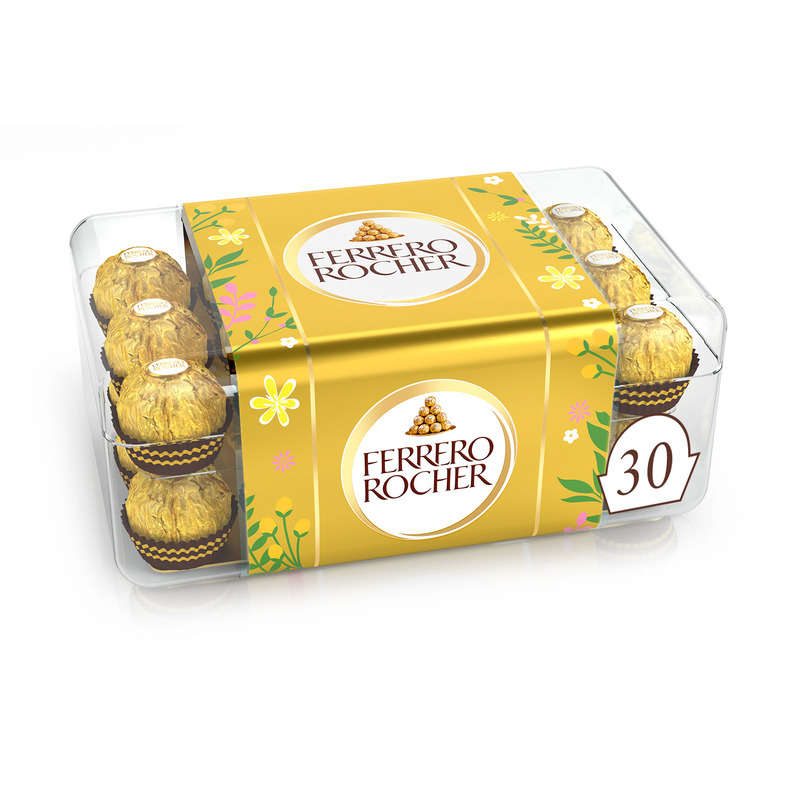 Ferrero Rocher Fines x30 Gaufrettes Enrobées De Chocolat Au Lait Noisettes 375g