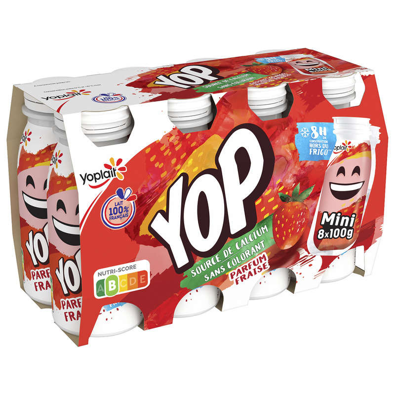 Mini Yop Fraise yaourt à Boire bouteilles 8x100g