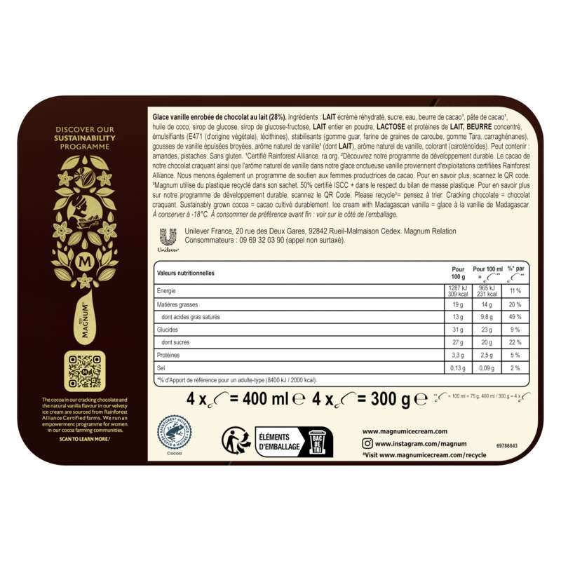 Magnum Glace classic bâtonnet 4x100ml