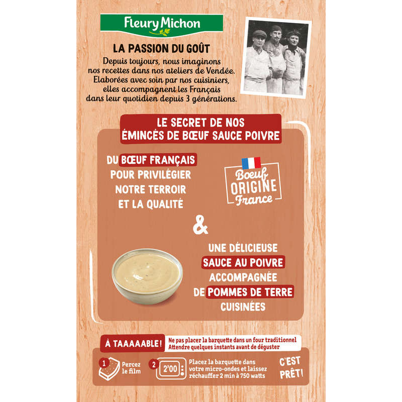 Fleury Michon Émincés de Bœuf Pommes de Terre Sauce Poivre 280g