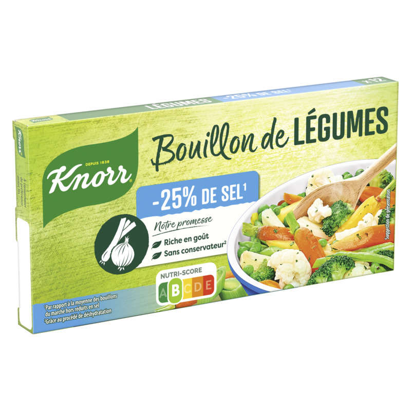 Knorr Bouillon Cube Légumes Réduit en Sel 12 Cubes 109g