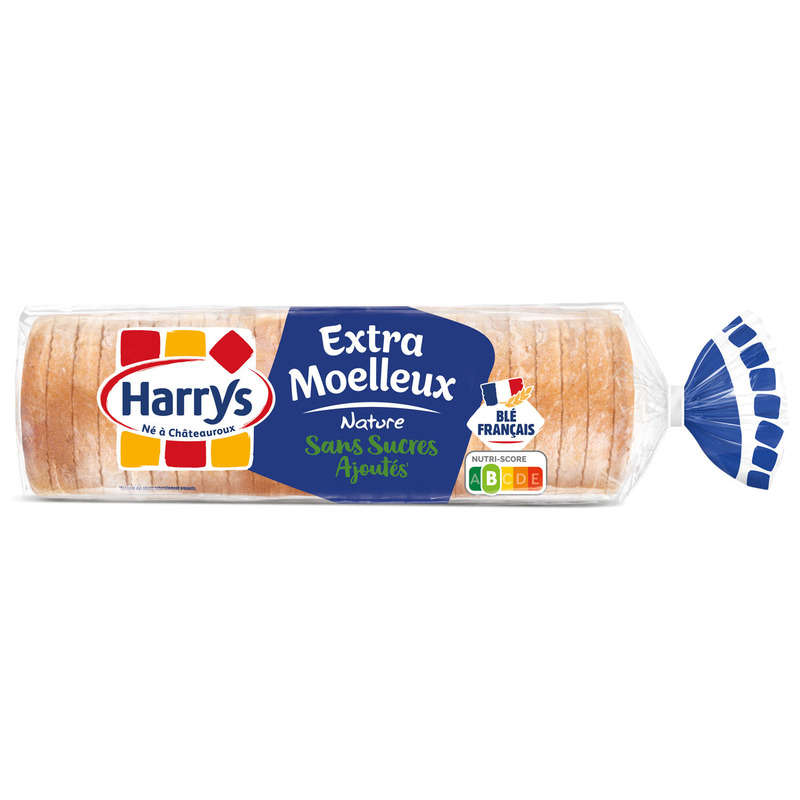 Harrys Pain de mie extra moelleux nature sans sucres ajoutes sans additifs 500g