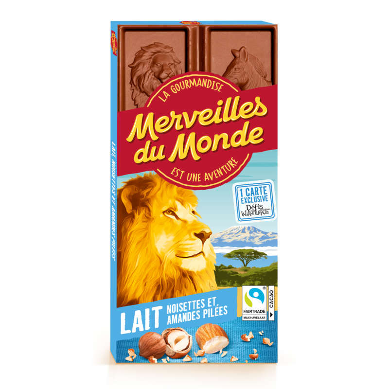 Merveilles Du Monde Chocolat Au Lait Noisettes Et Amandes Pilées 100g