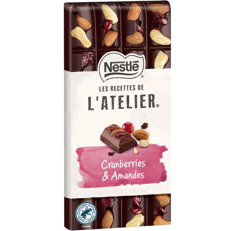 Nestlé Dessert Tablette Chocolat Noir Cranberries Amandes 170g