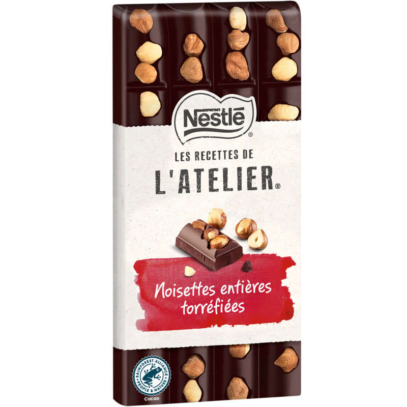 Nestlé Dessert Tablette Chocolat Noir Noisettes Entières Torréfiées 170g