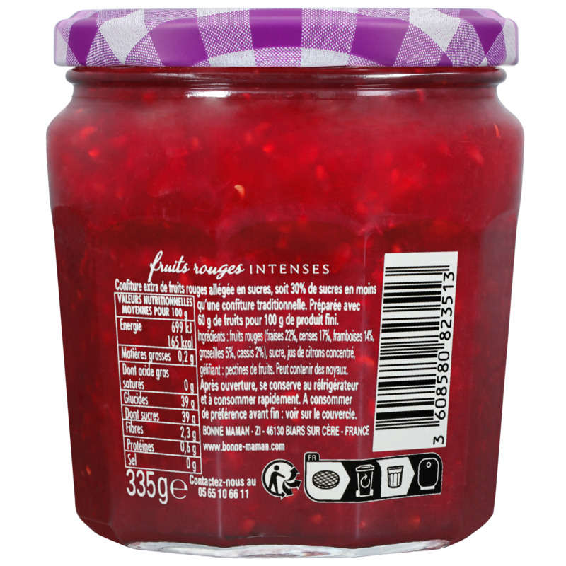 Bonne Maman Confiture fruits rouges intense 335g