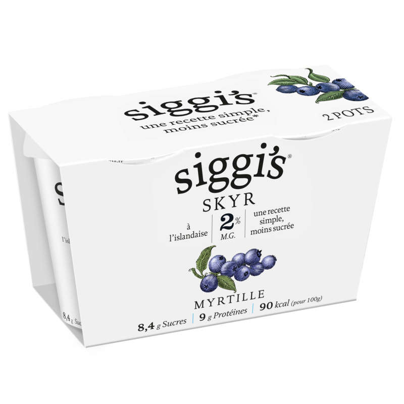 Siggi's Skyr 2% Mg Myrtille 2x140g