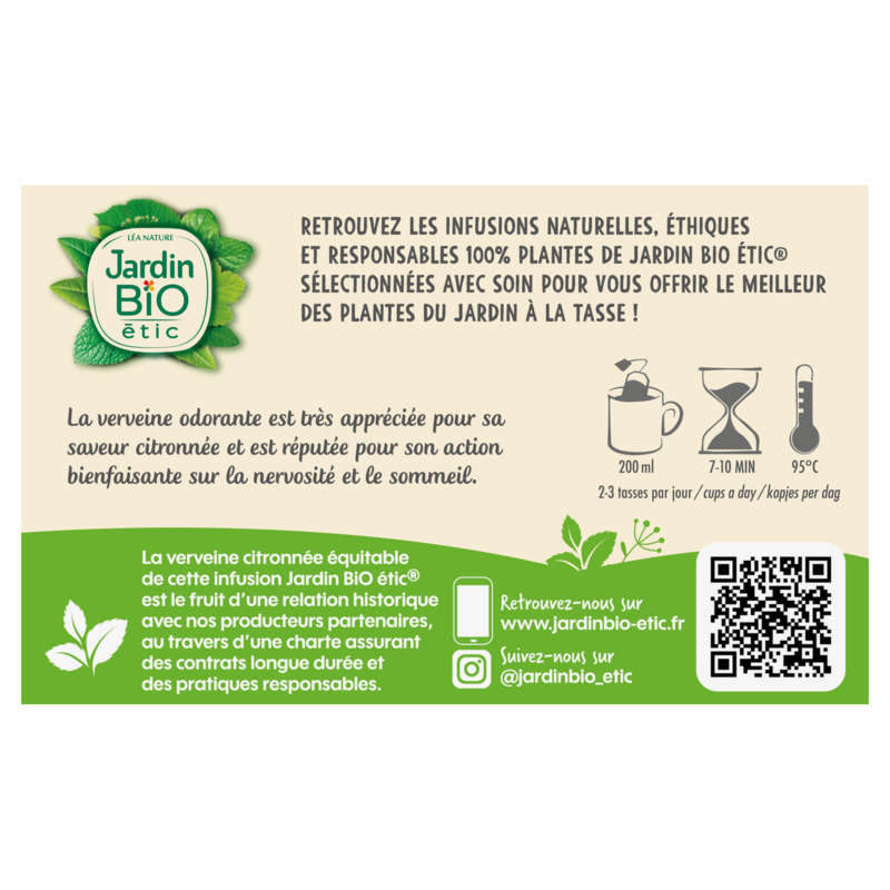 Jardin Bio Infusion verveine citronnée en sachets x20 280g