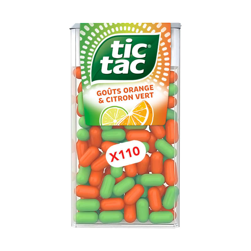 Tic Tac Bonbons Goût Orange & Citron Vert x110