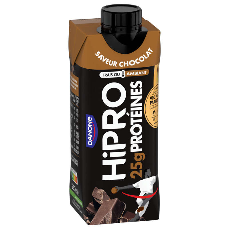 Hipro Yaourt à boire chocolat protéiné 0%MG 1x345g