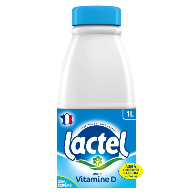 Lactel Lait demi-écrémé, stérilisé UHT, avec vitamine D 1l