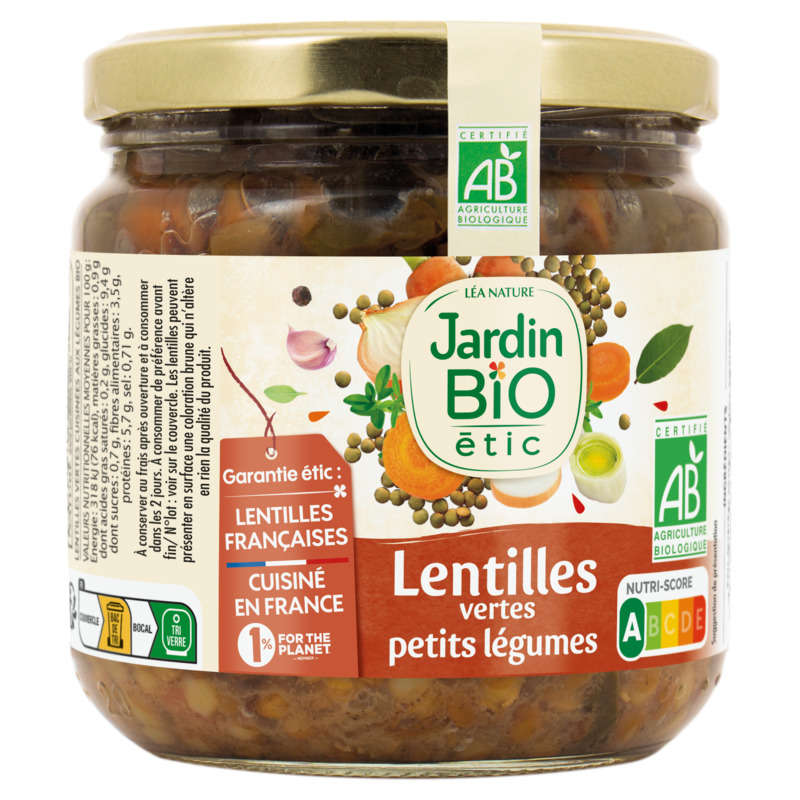 Jardin Bio Lentilles vertes cuisinées aux petits légumes 400g