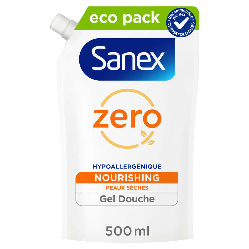 Sanex Recharge Gel Douche Nourrissant Zero% Essential Peaux Sèches 500ml