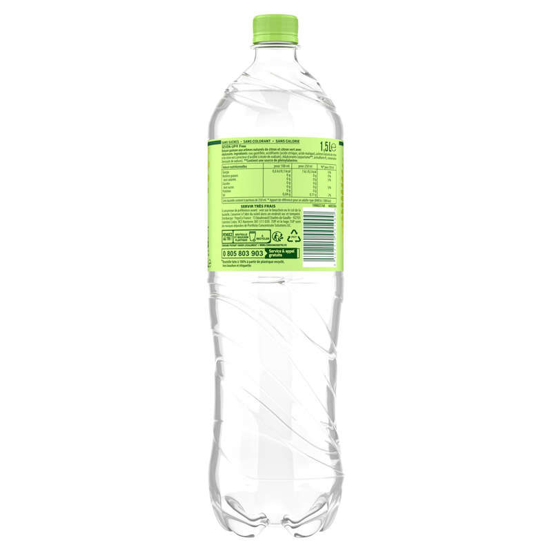 Seven Up 7up - Soda zero sucres citron & citron vert - La bouteille de 1,5L