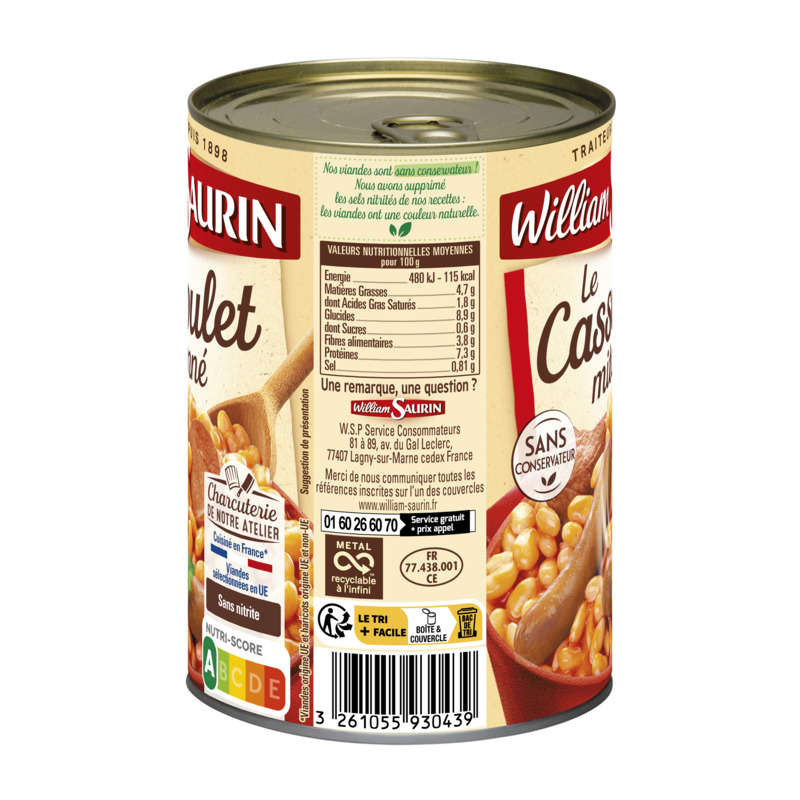 William Saurin Le cassoulet mitonné 420g