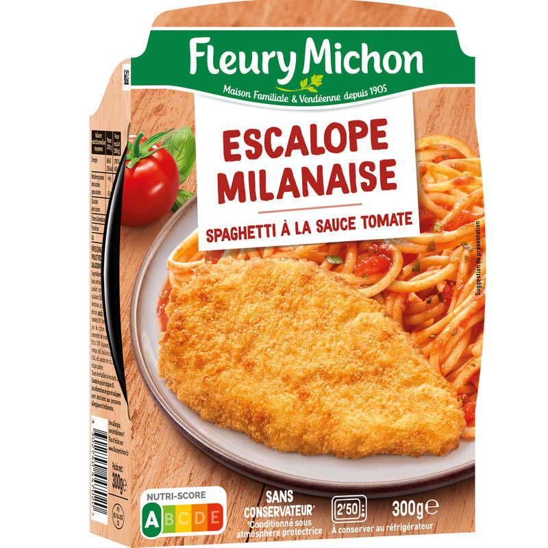 Fleury Michon Escalope de Dinde Milanaise Spaghettis Tomate 300g