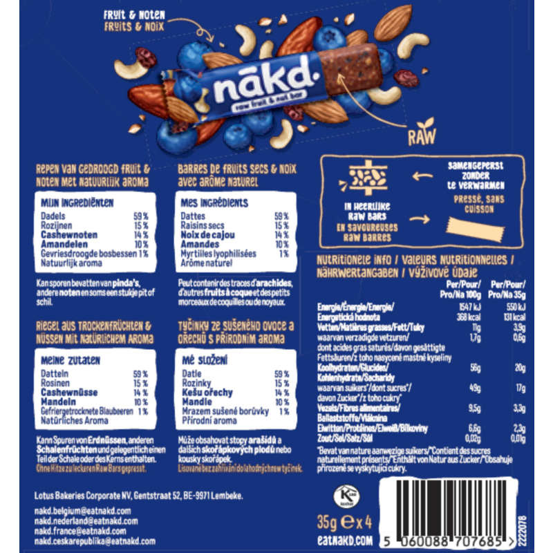 NAKD BlueBerry Muffin Myrtille 4x35g