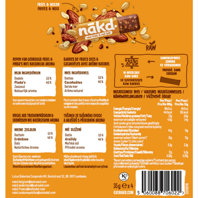Nakd Barres Aux Cacahuètes 4x35g