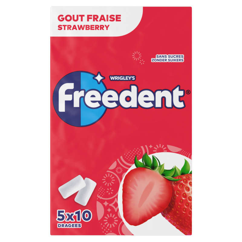 Freedent Goût Fraise 5x10 Dragées 70g