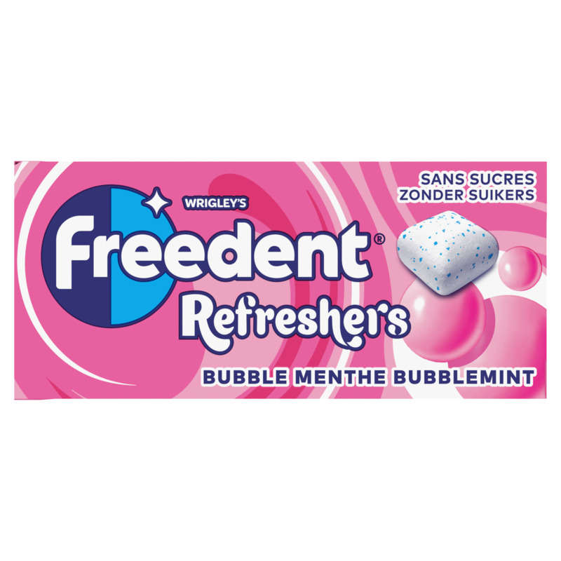 Freedent Refreshers Chewing Gum Bubble Menthe Sans Sucre 18g