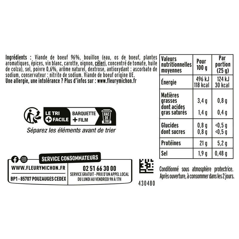 Fleury Michon Pastrami De Bœuf Au Poivre x6