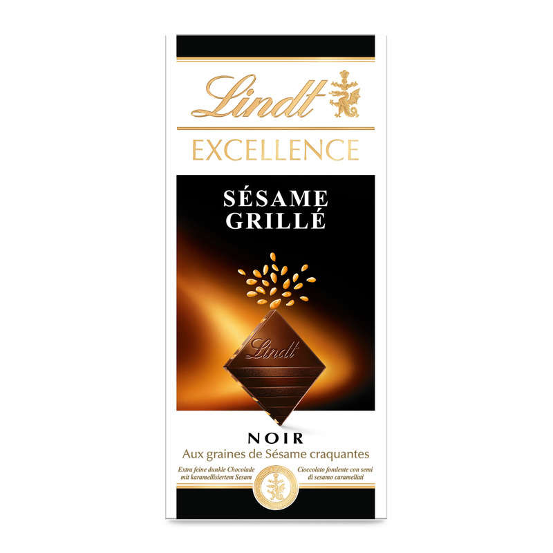 Lindt Excellence Tablette Chocolat Noir Sésame Grillé 100g