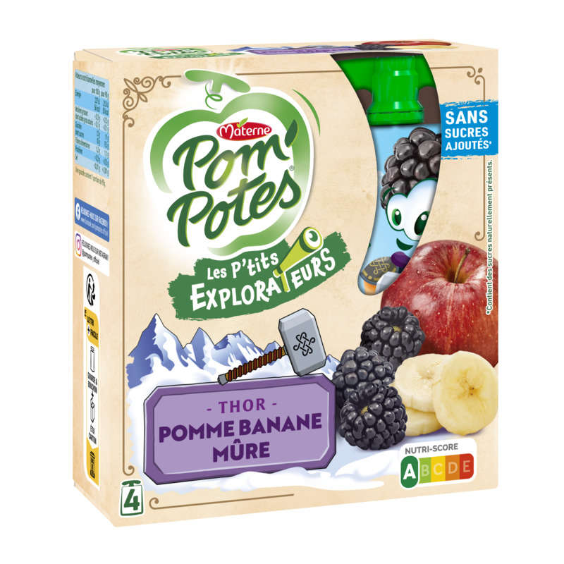 Pom'Potes Compotes Les P'tits Explorateurs Thor 4x90g