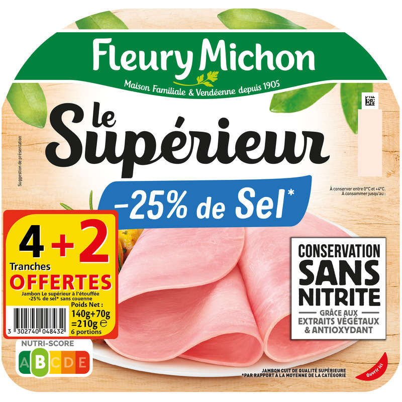 Fleury Michon Jambon Le Supérieur 4 Tranches 210g
