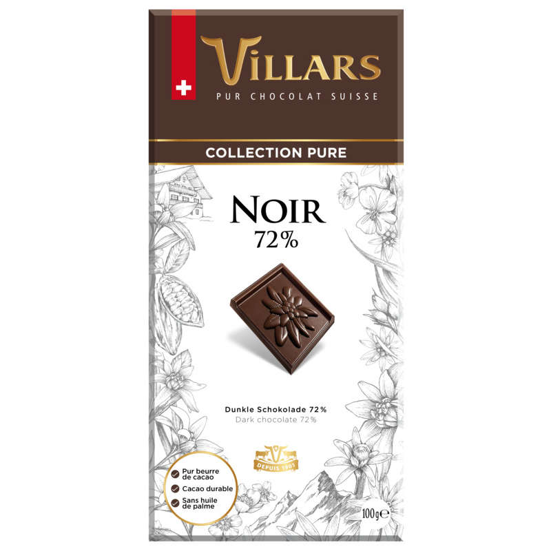 Villars Tablette Chocolat noir 72% 100g