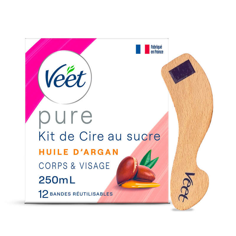 Veet Pure Cire Chaude au Sucre Argan 100% naturelle 250ml