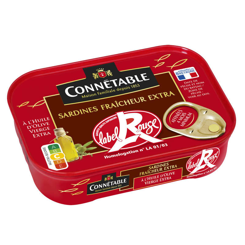 Connétable 1/5 Sardines À L'Huile D'Olive Vierge Extra Label Rouge 135G