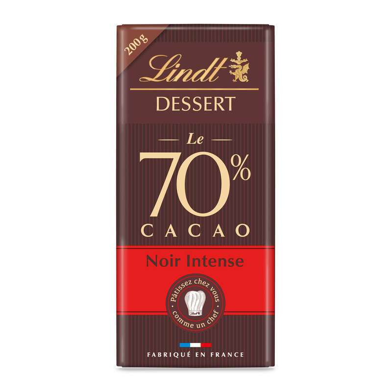 Lindt dessert tablette chocolat noir 70% intense 200g